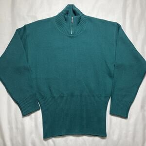 Bogner Wool Blend Sweater Teal Pullover 1/4 Zip Skiing Size M Vintage Base Layer